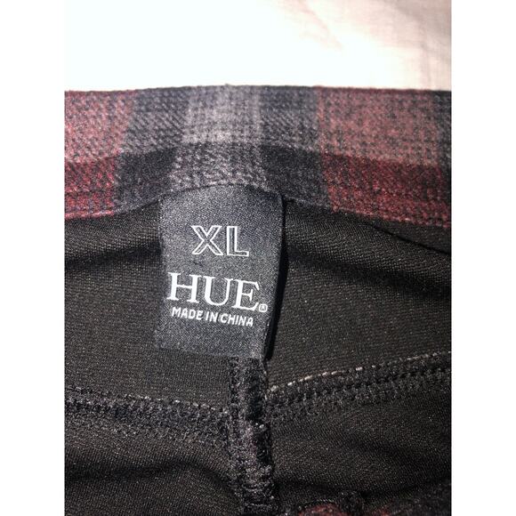 Hue Plaid Flannel Legging Size XL Skinny Pant Stretch Red Black Goth Grunge - Picture 2 of 9